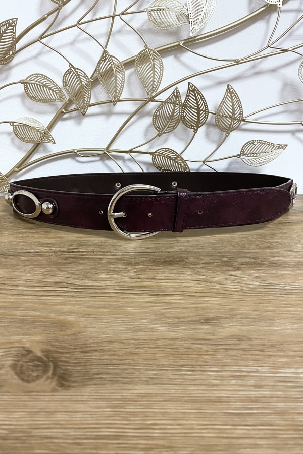 Ceinture Violet en simili avec accessoires cercles à la taille - 2