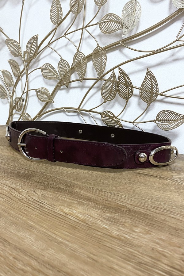 Ceinture Violet en simili avec accessoires cercles à la taille - 4