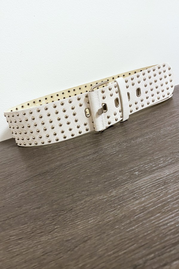 Grosse ceinture beige avec strass doré - 3