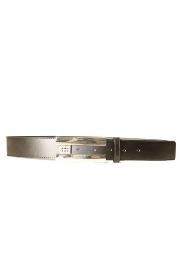 Ceinture Noire Boucle Rectangle Strass BG8001-61