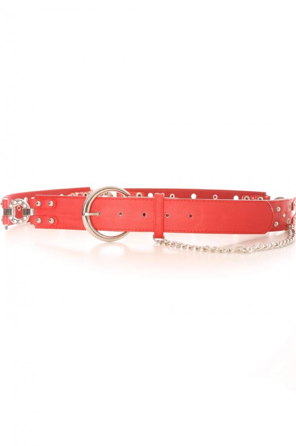 Ceinture Rouge effet troué avec des strass. Accessoire BG-P016 - 1