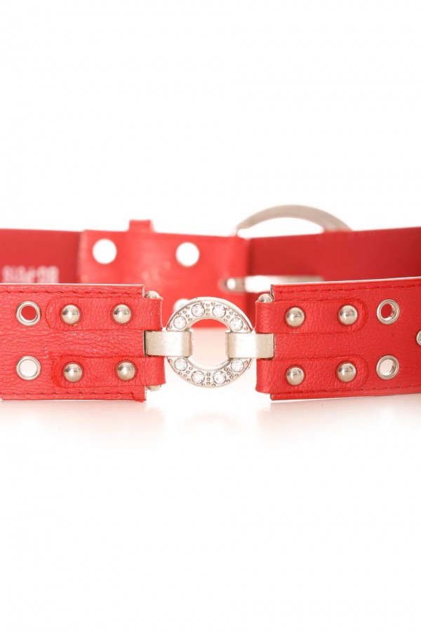 Ceinture Rouge effet troué avec des strass. Accessoire BG-P016 - 5