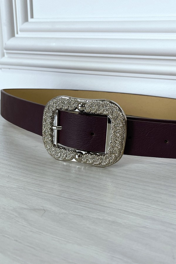 Ceinture violette tendance avec boucle en argent - 2