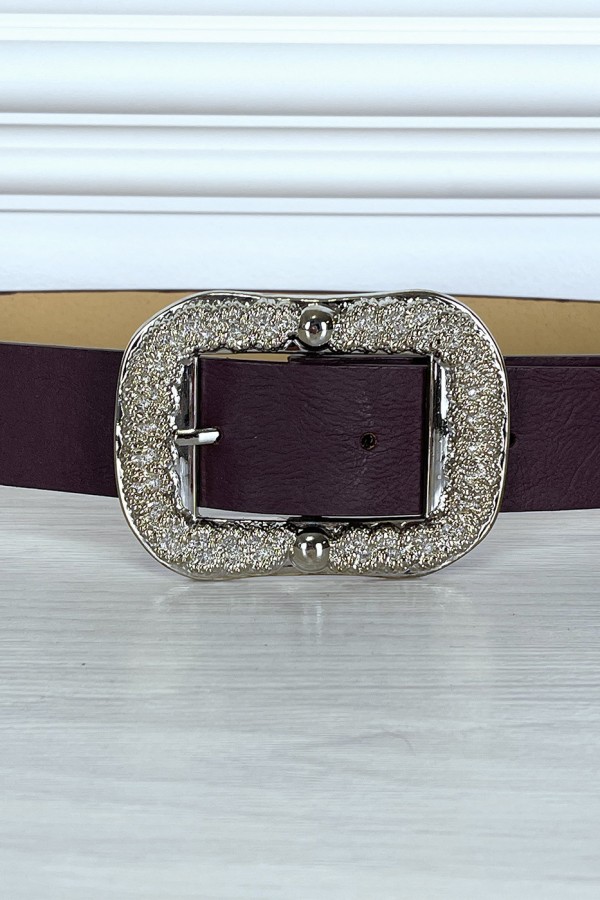 Ceinture violette tendance avec boucle en argent - 4