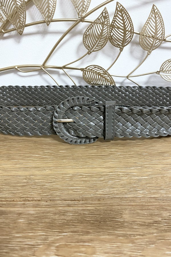 Ceinture tressé en simili gris - 2