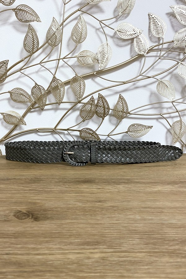 Ceinture tressé en simili gris - 4