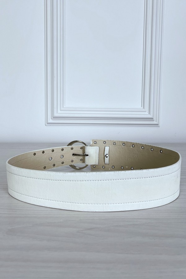 Ceinture blanche en simili avec strass oeillet - 5