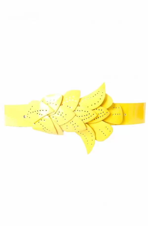 Ceinture Jaune, boucle motif feuilles BG-PO44 - 1