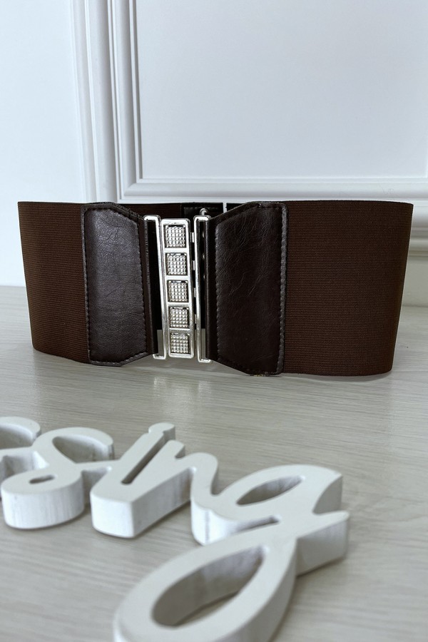 Ceinture de taille marron avec lacet au dos - 5