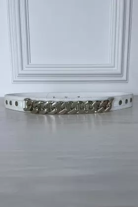Ceinture rose large avec boucle rectangle et attaches - SG-0418 | 1,13 $ | OKKO MODE