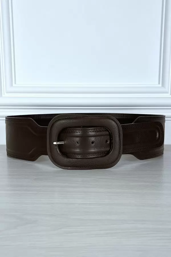 Ceinture tendance marron en simili - 1