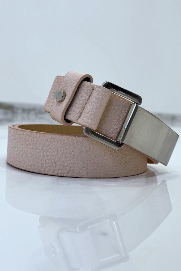 Ceinture rose effet python à boucle rectangle - 2