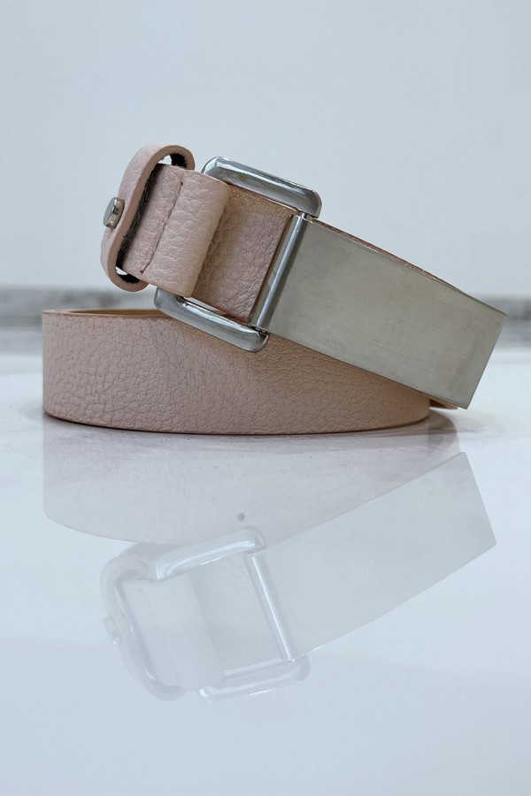 Ceinture rose effet python à boucle rectangle - 3