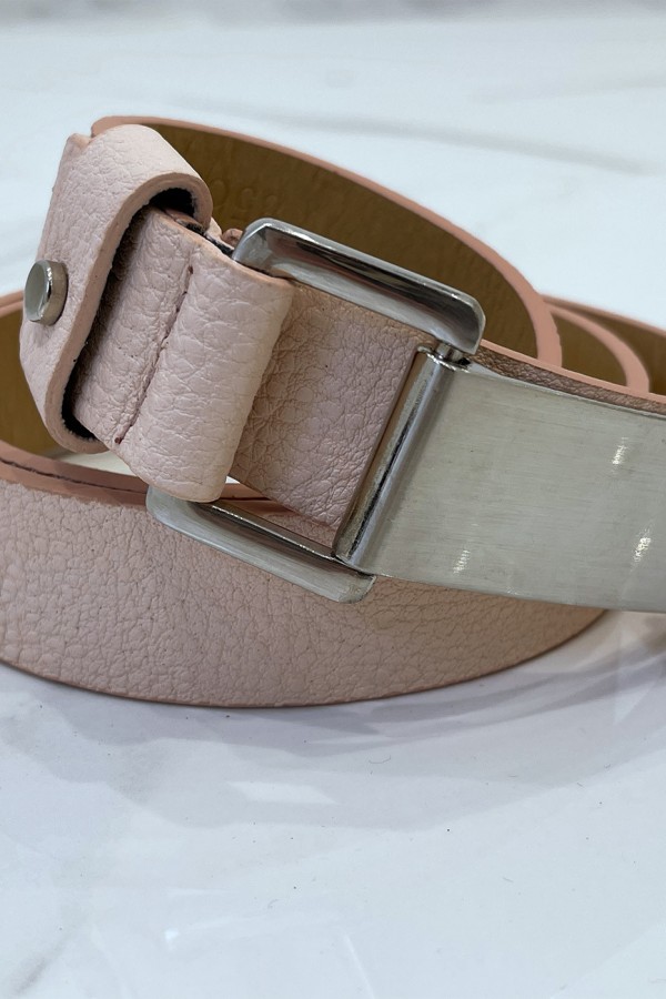 Ceinture rose effet python à boucle rectangle - 7