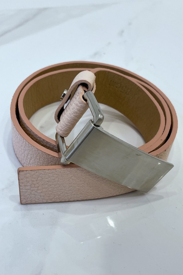 Ceinture rose effet python à boucle rectangle - 8