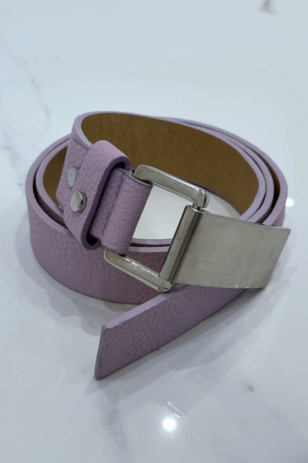 Ceinture violette effet python à boucle rectangle - 5