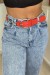 Ceinture rouge en simili avec chêne et accessoire argenté | $1.13 | OKKO MODE