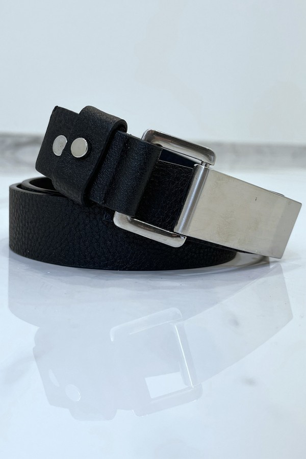 Ceinture noire effet python à boucle rectangle - 2