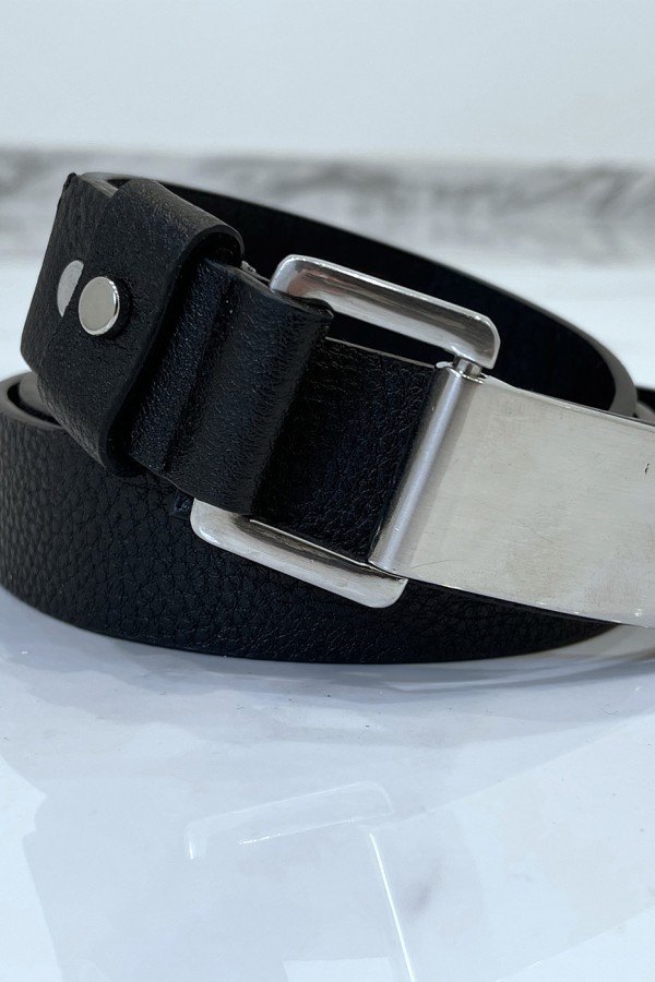 Ceinture noire effet python à boucle rectangle - 3