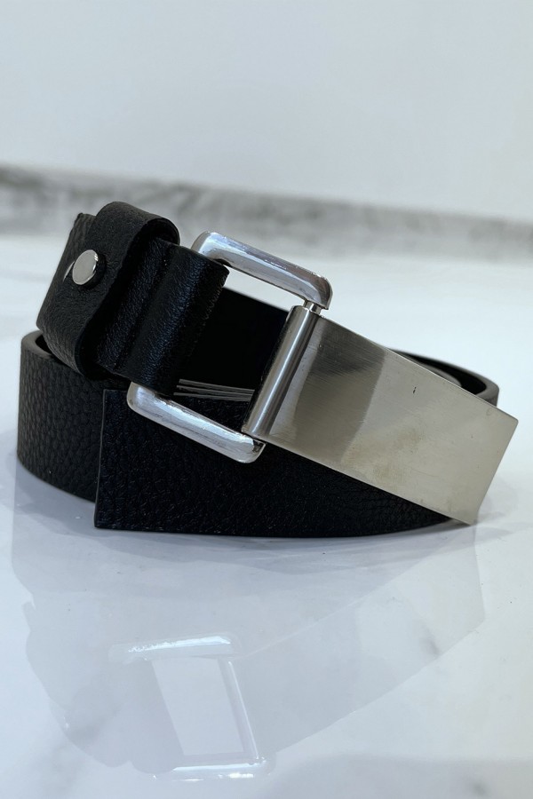 Ceinture noire effet python à boucle rectangle - 4