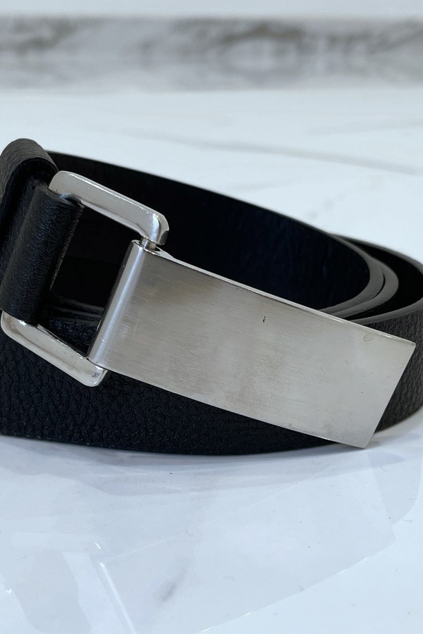 Ceinture noire effet python à boucle rectangle - 5