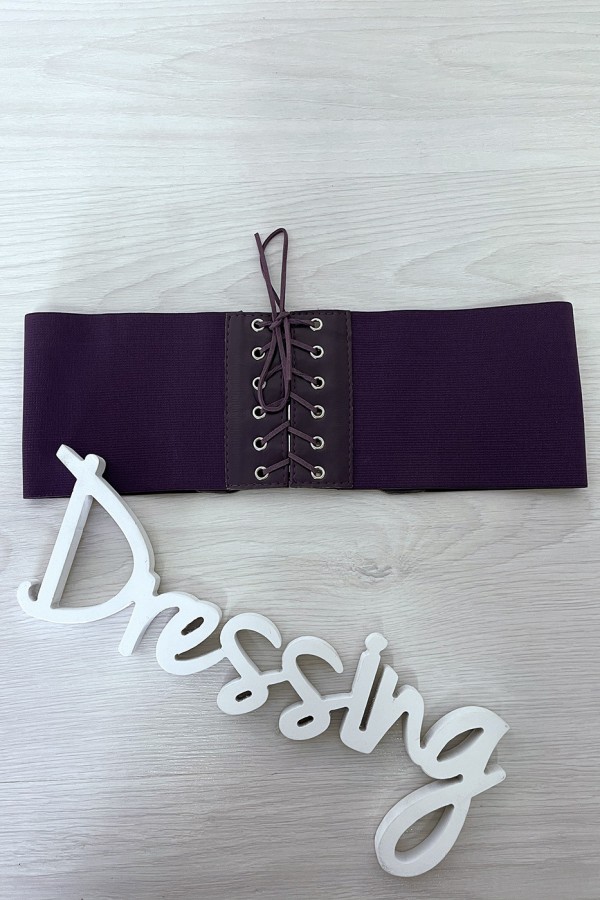 Ceinture de taille violette avec lacet au dos - 1