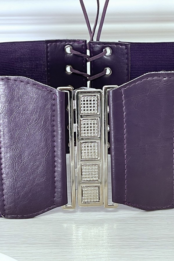 Ceinture de taille violette avec lacet au dos - 2