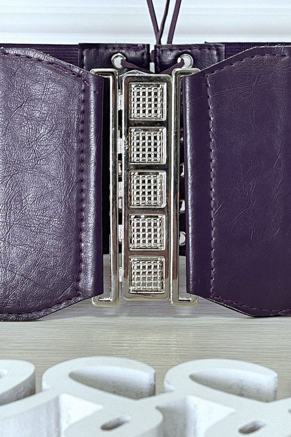 Ceinture de taille violette avec lacet au dos - 6