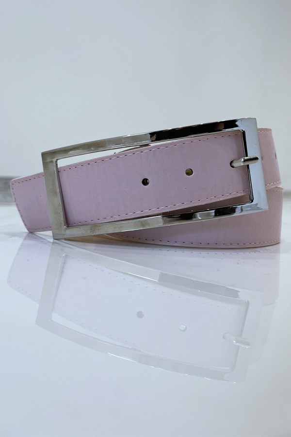 Ceinture rose en simili à boucle rectangulaire - 1