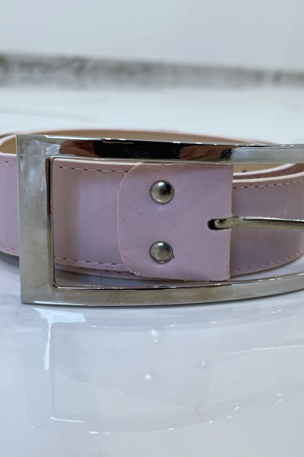 Ceinture rose en simili à boucle rectangulaire - 5