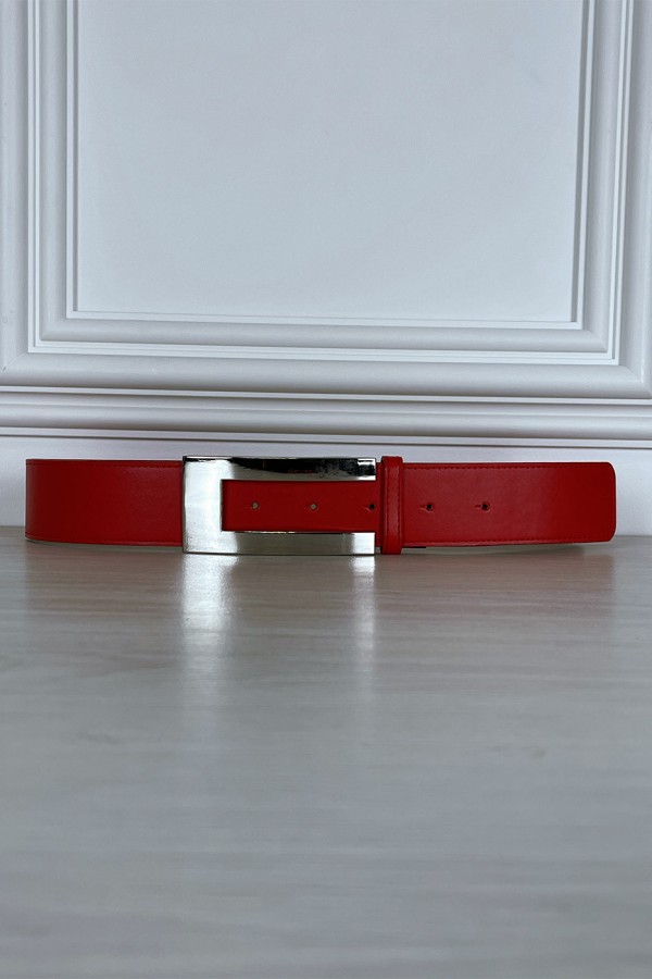 Ceinture rouge avec boucle rectangle - 5