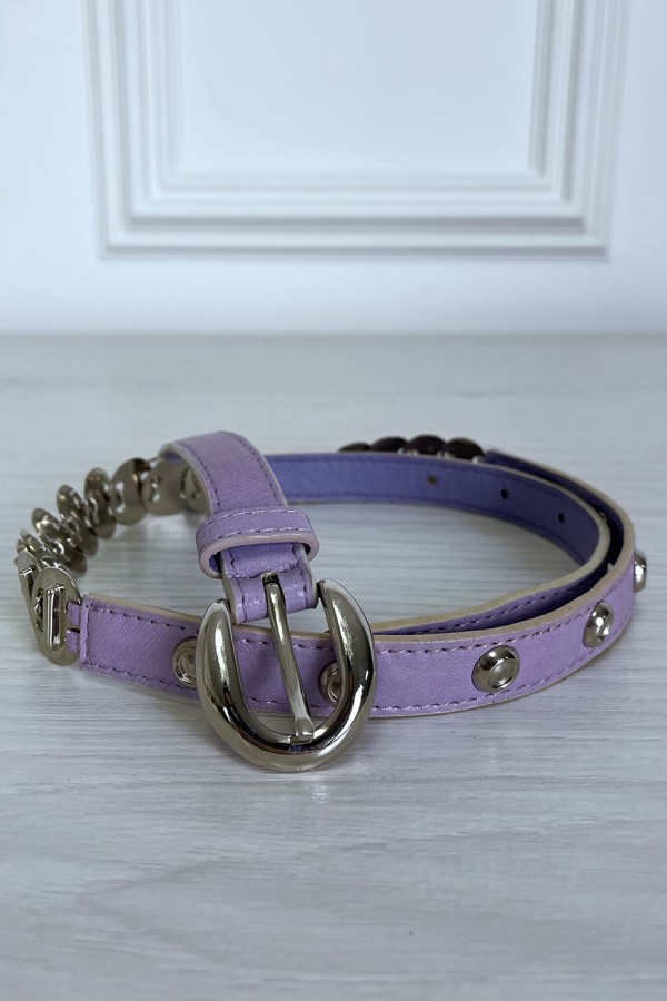 Ceinture parme avec accessoire argenté - 3