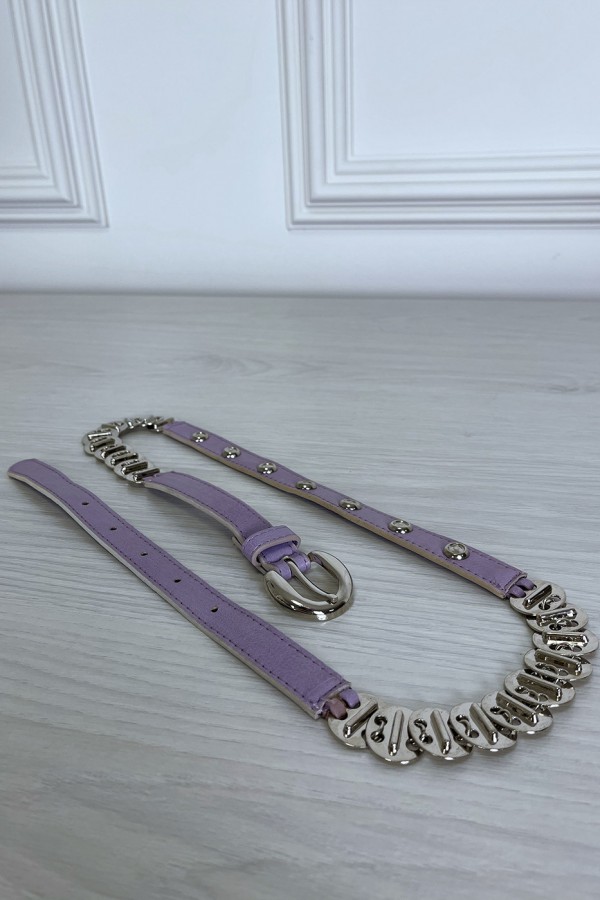 Ceinture parme avec accessoire argenté - 5