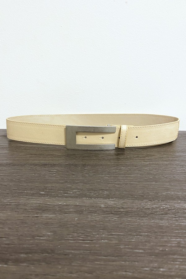 Ceinture beige en simili avec boucle rectangulaire - 2