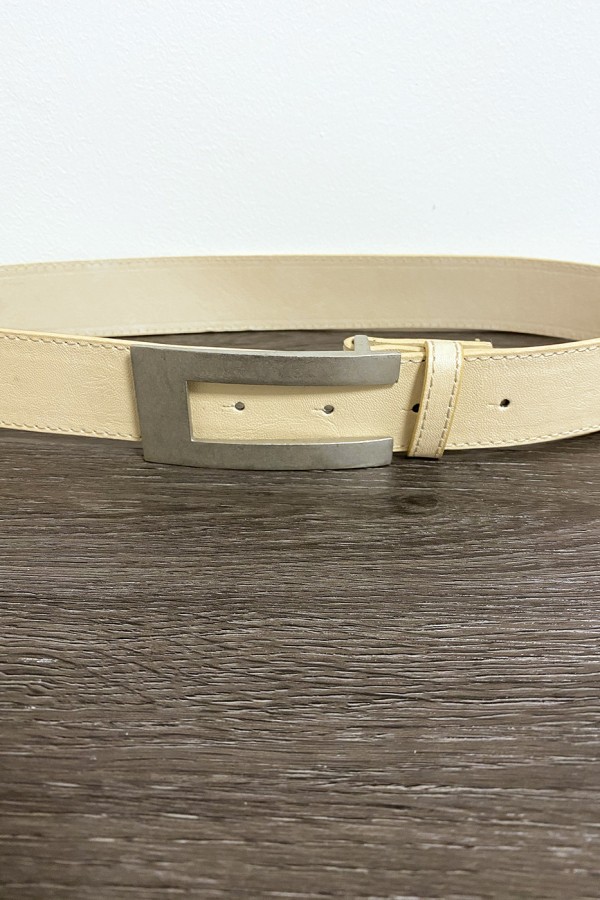 Ceinture beige en simili avec boucle rectangulaire - 3