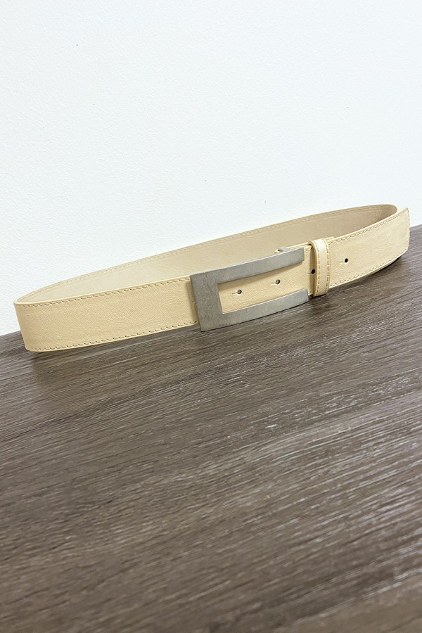 Ceinture beige en simili avec boucle rectangulaire - 4