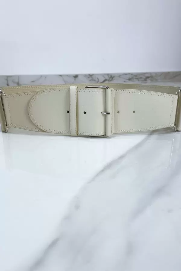 Grosse ceinture beige. Ceinture femme - 1