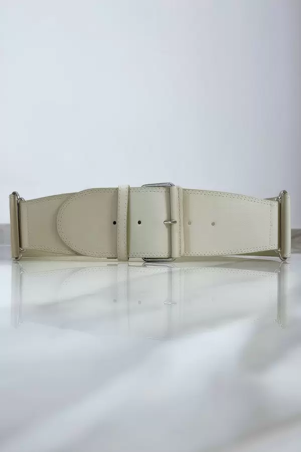 Grosse ceinture beige. Ceinture femme - 2