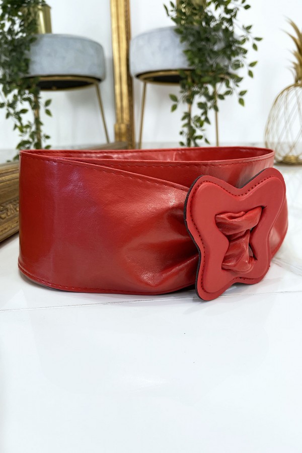 Ceinture rouge femme avec forme papillon à la boucle - 6