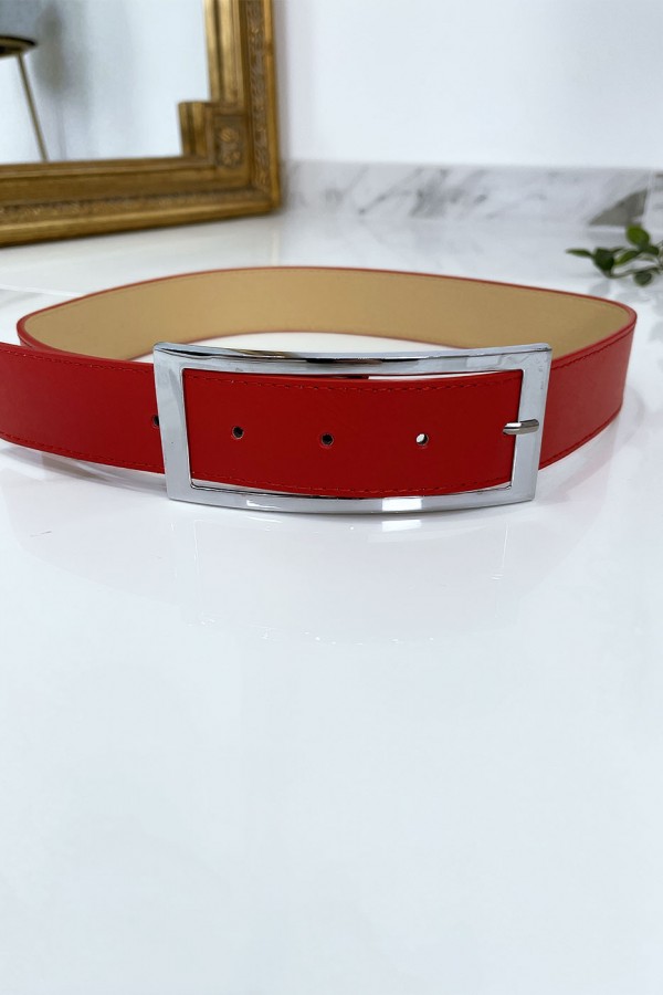 Ceinture rouge avec boucle argenté - 7