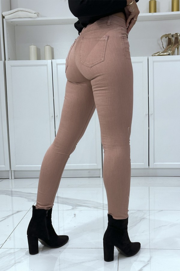 Jean slim rose extensible avec poches et fermeture zip - 2