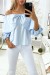 Blue Butterfly Embellished Rhinestone Front Blouse | $4.55 | OKKO MODE