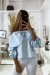 Blue Butterfly Embellished Rhinestone Front Blouse | $4.55 | OKKO MODE