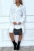 White Long Sleeve Buttoned Tunic Dress with Ruffle | $10.24 | OKKO MODE