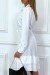 White Long Sleeve Buttoned Tunic Dress with Ruffle | $10.24 | OKKO MODE