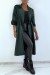 Manteau trench en suédine verte ajustable à la taille | 21,39 $ | OKKO MODE