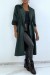 Manteau trench en suédine verte ajustable à la taille | 21,39 $ | OKKO MODE