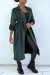 Manteau trench en suédine verte ajustable à la taille | 21,39 $ | OKKO MODE