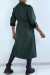 Manteau trench en suédine verte ajustable à la taille | 21,39 $ | OKKO MODE
