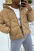 Doudoune taupe à capuche en relief triangulaire légère et chaleureuse indispensable de lhiver | 18,90 € | OKKO MODE
